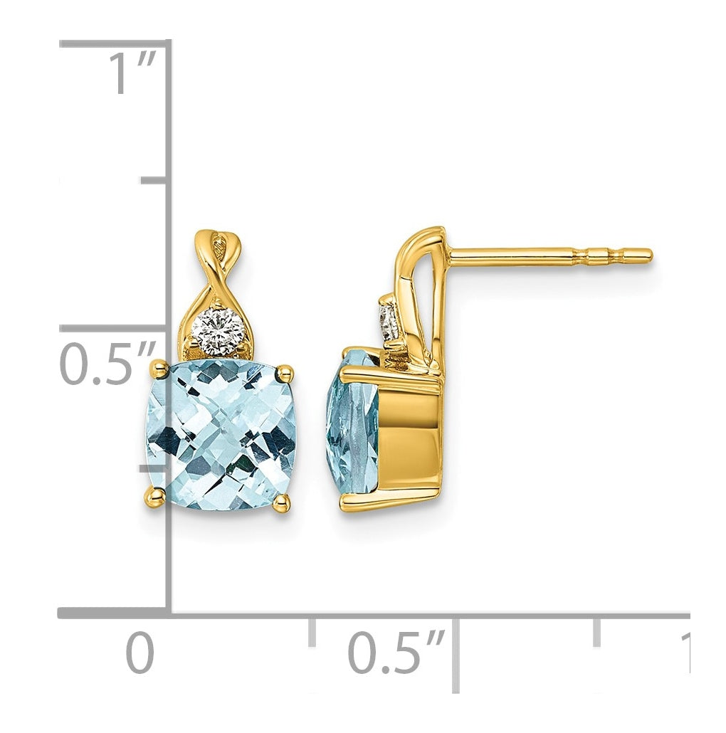 10K Yellow Gold Checkerboard Amethyst & Lab Grown Diamond VS/SI+ G+ February Birthstone Complete Earrings – Elegant Jewelry Gift for Birthday, Anniversary, Engagement, Wedding