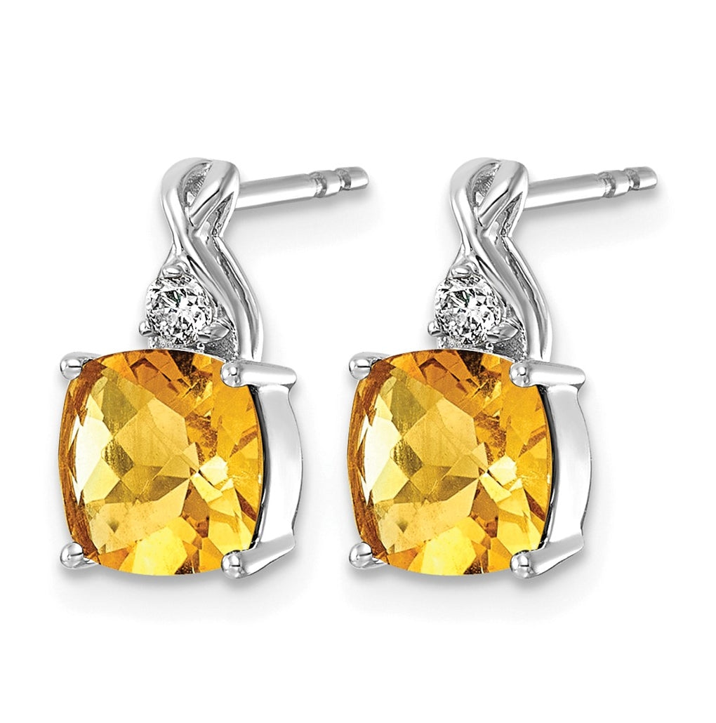 14K White Gold Checkerboard Amethyst & Lab Grown Diamond VS/SI+ G+ February Birthstone Complete Earrings – Elegant Jewelry Gift for Birthday, Anniversary, Engagement, Wedding
