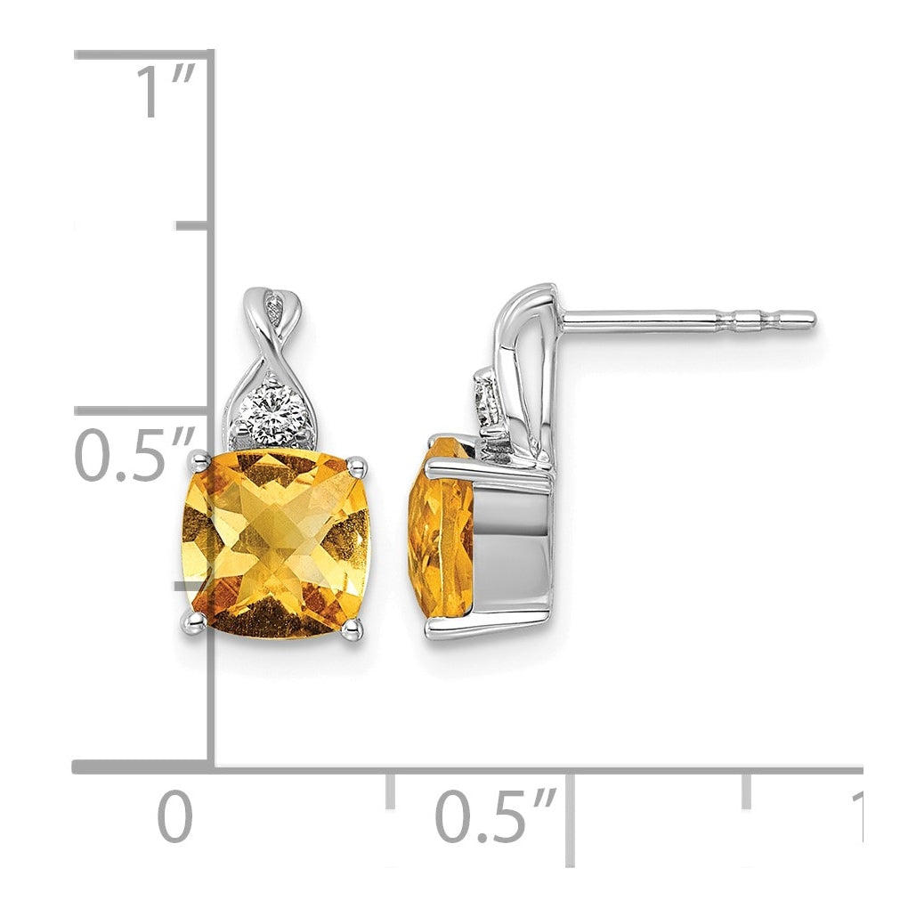 14K White Gold Checkerboard Amethyst & Lab Grown Diamond VS/SI+ G+ February Birthstone Complete Earrings – Elegant Jewelry Gift for Birthday, Anniversary, Engagement, Wedding