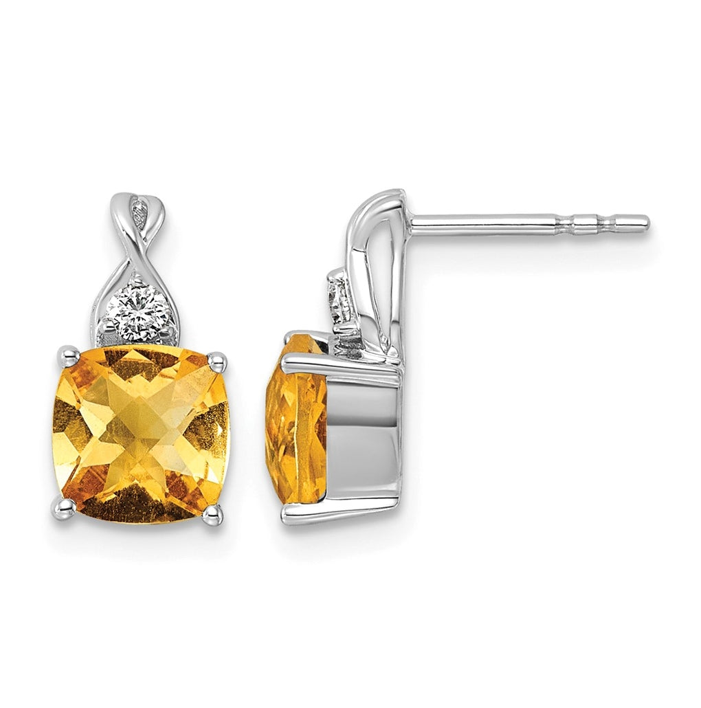 14K White Gold Checkerboard Amethyst & Lab Grown Diamond VS/SI+ G+ February Birthstone Complete Earrings – Elegant Jewelry Gift for Birthday, Anniversary, Engagement, Wedding