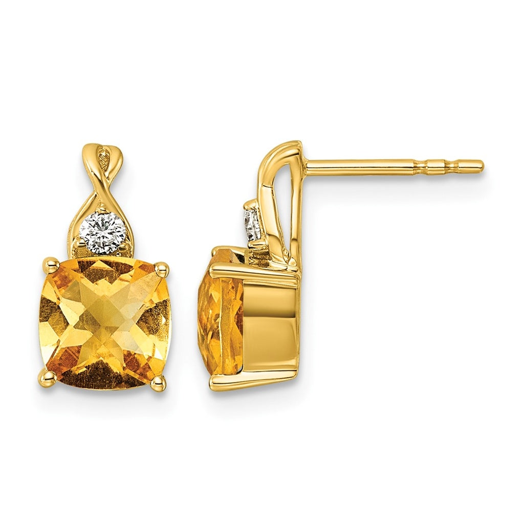 10K Yellow Gold Checkerboard Amethyst & Lab Grown Diamond VS/SI+ G+ February Birthstone Complete Earrings – Elegant Jewelry Gift for Birthday, Anniversary, Engagement, Wedding