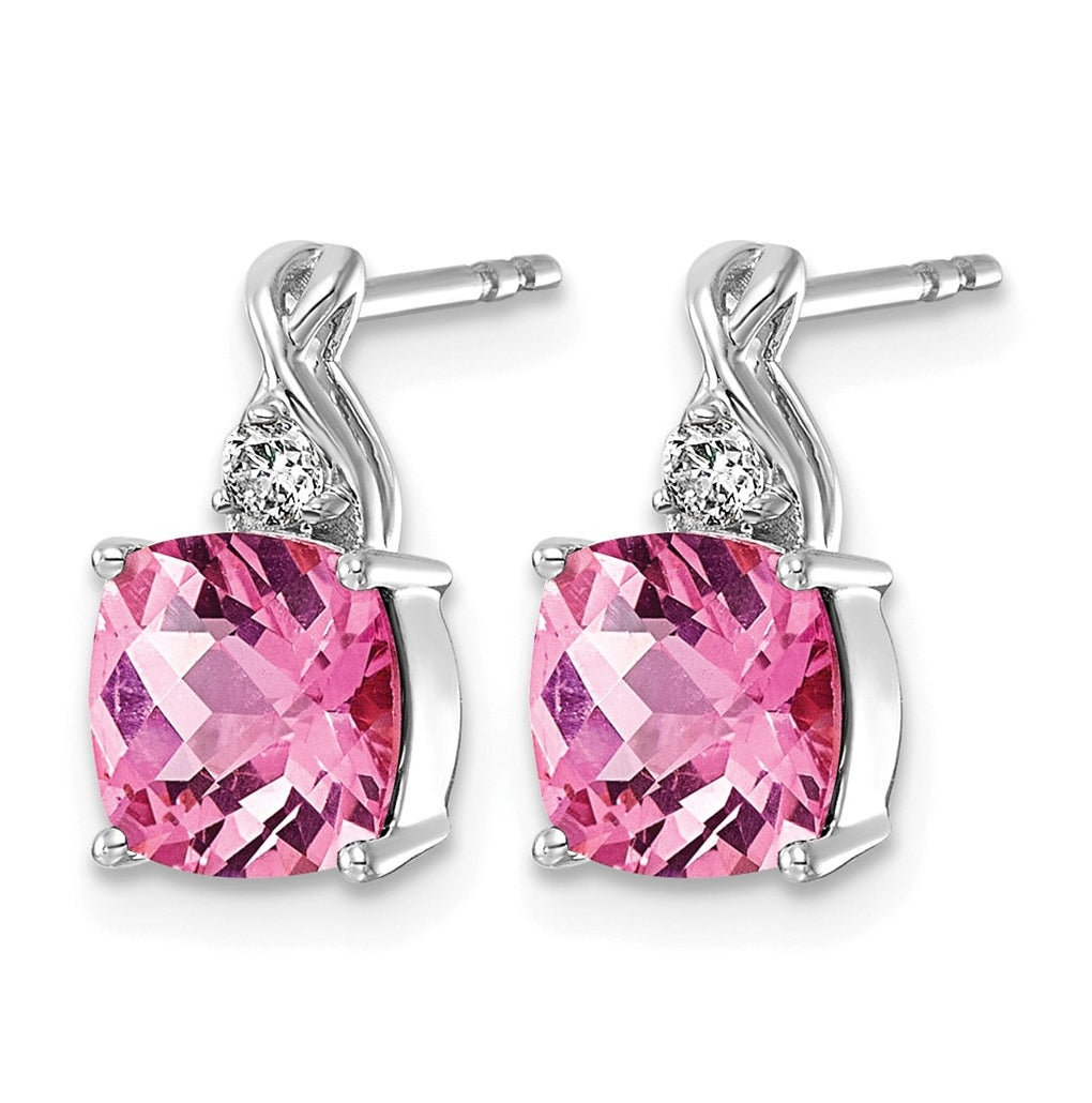 14K White Gold Checkerboard Amethyst & Lab Grown Diamond VS/SI+ G+ February Birthstone Complete Earrings – Elegant Jewelry Gift for Birthday, Anniversary, Engagement, Wedding