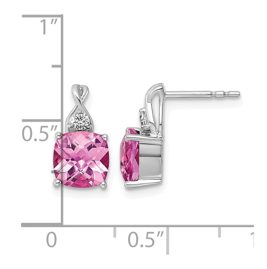 14K White Gold Checkerboard Amethyst & Lab Grown Diamond VS/SI+ G+ February Birthstone Complete Earrings – Elegant Jewelry Gift for Birthday, Anniversary, Engagement, Wedding