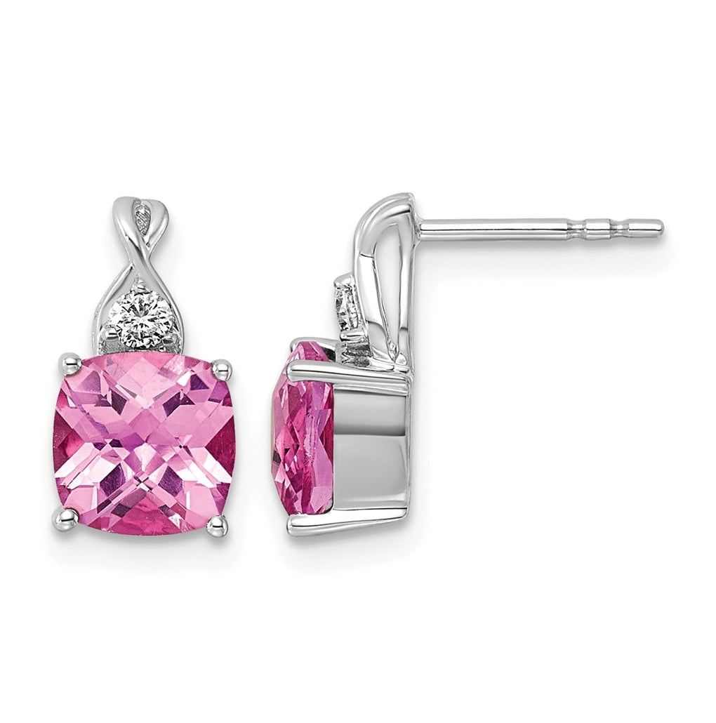 14K White Gold Checkerboard Amethyst & Lab Grown Diamond VS/SI+ G+ February Birthstone Complete Earrings – Elegant Jewelry Gift for Birthday, Anniversary, Engagement, Wedding