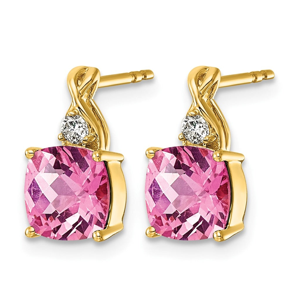 14K White Gold Checkerboard Amethyst & Lab Grown Diamond VS/SI+ G+ February Birthstone Complete Earrings – Elegant Jewelry Gift for Birthday, Anniversary, Engagement, Wedding