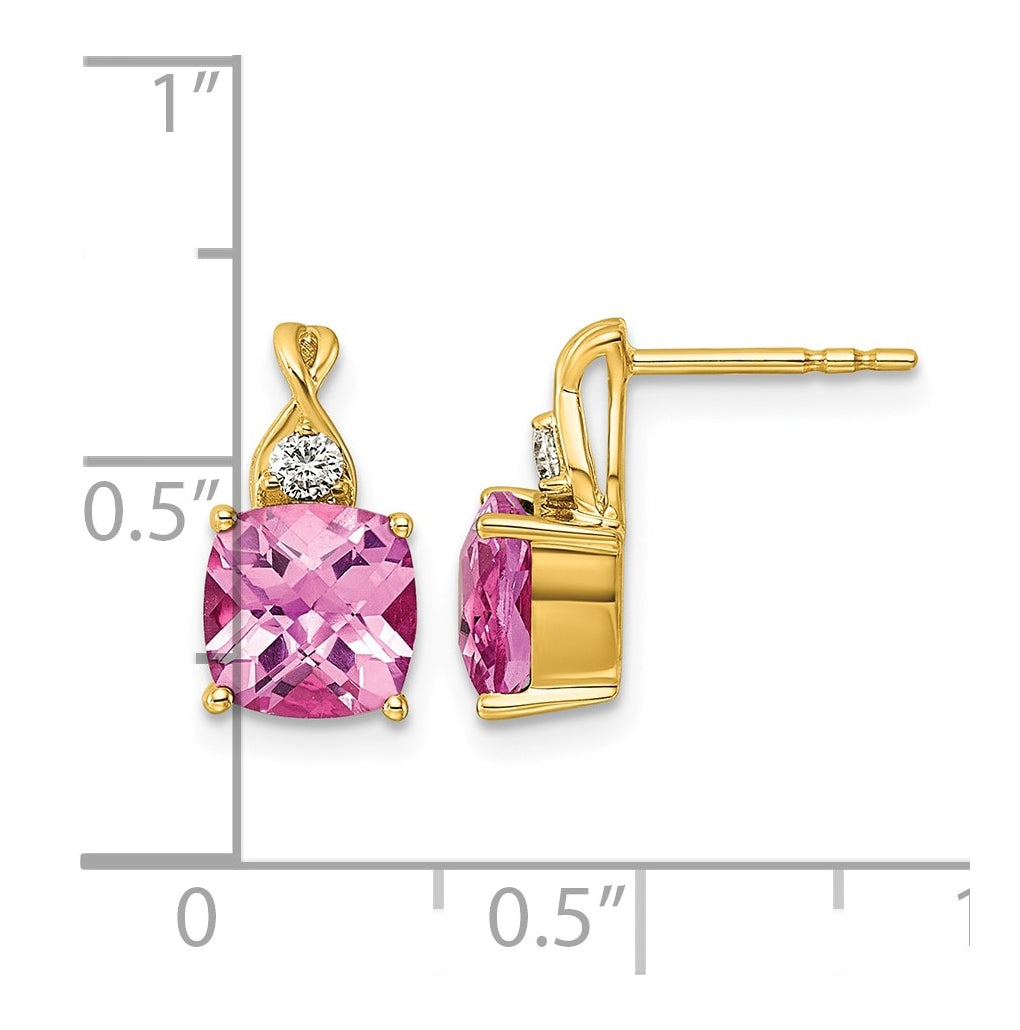 14K White Gold Checkerboard Amethyst & Lab Grown Diamond VS/SI+ G+ February Birthstone Complete Earrings – Elegant Jewelry Gift for Birthday, Anniversary, Engagement, Wedding