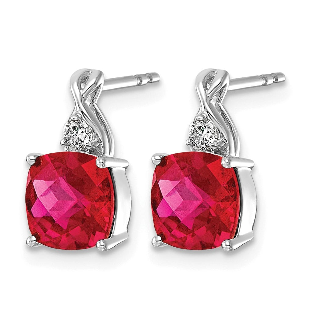 14K White Gold Checkerboard Amethyst & Lab Grown Diamond VS/SI+ G+ February Birthstone Complete Earrings – Elegant Jewelry Gift for Birthday, Anniversary, Engagement, Wedding