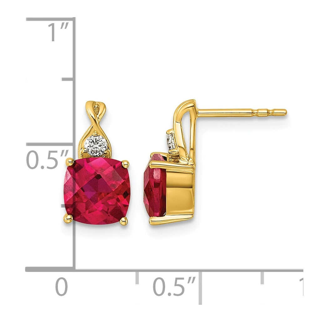 10K Yellow Gold Checkerboard Amethyst & Lab Grown Diamond VS/SI+ G+ February Birthstone Complete Earrings – Elegant Jewelry Gift for Birthday, Anniversary, Engagement, Wedding