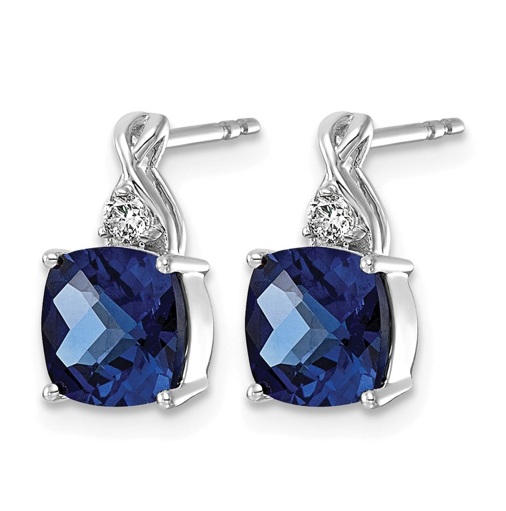 14K White Gold Checkerboard Amethyst & Lab Grown Diamond VS/SI+ G+ February Birthstone Complete Earrings – Elegant Jewelry Gift for Birthday, Anniversary, Engagement, Wedding