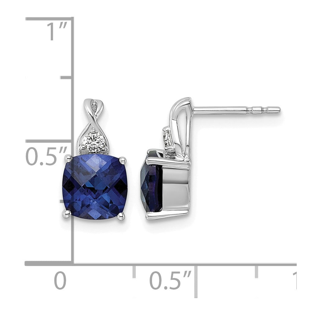 14K White Gold Checkerboard Amethyst & Lab Grown Diamond VS/SI+ G+ February Birthstone Complete Earrings – Elegant Jewelry Gift for Birthday, Anniversary, Engagement, Wedding