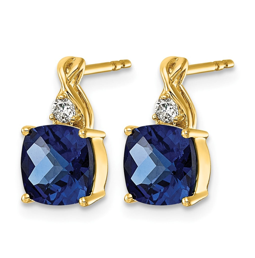 14K White Gold Checkerboard Amethyst & Lab Grown Diamond VS/SI+ G+ February Birthstone Complete Earrings – Elegant Jewelry Gift for Birthday, Anniversary, Engagement, Wedding