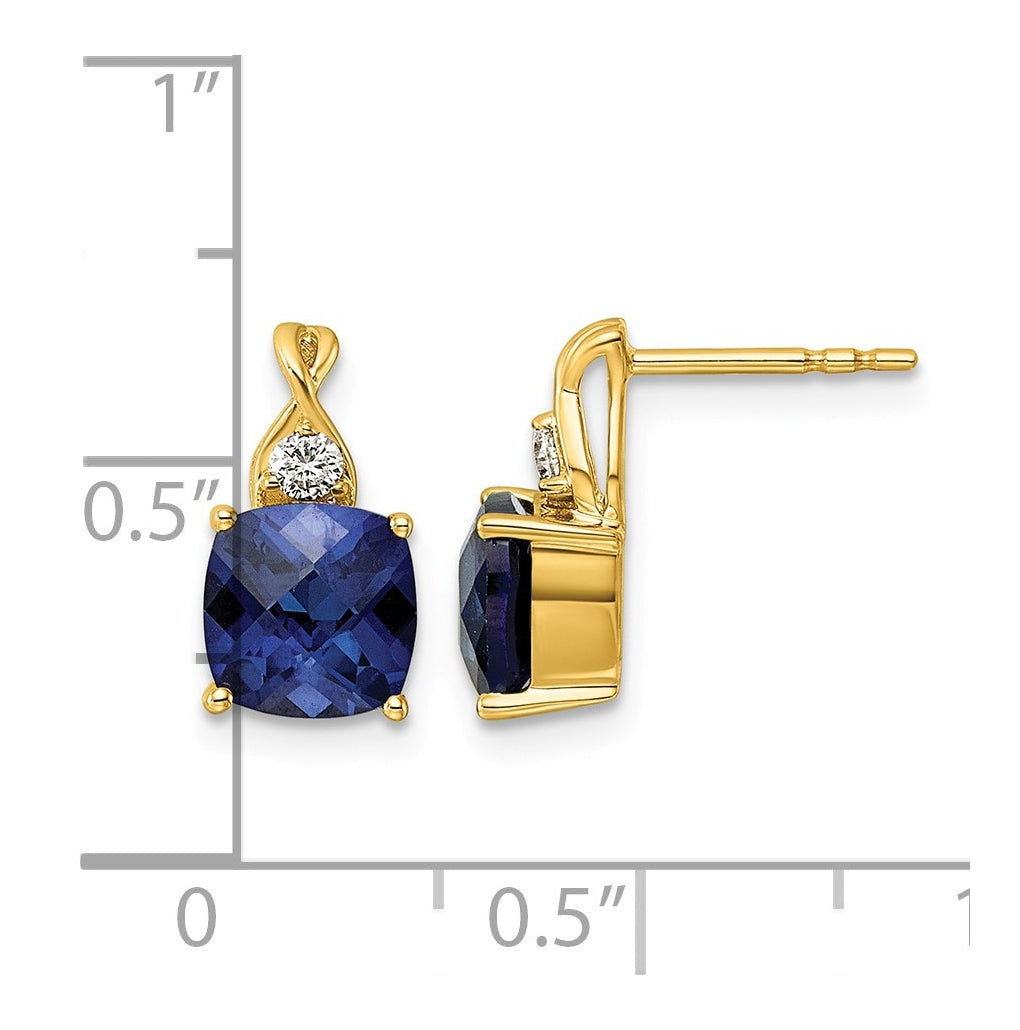 10K Yellow Gold Checkerboard Amethyst & Lab Grown Diamond VS/SI+ G+ February Birthstone Complete Earrings – Elegant Jewelry Gift for Birthday, Anniversary, Engagement, Wedding