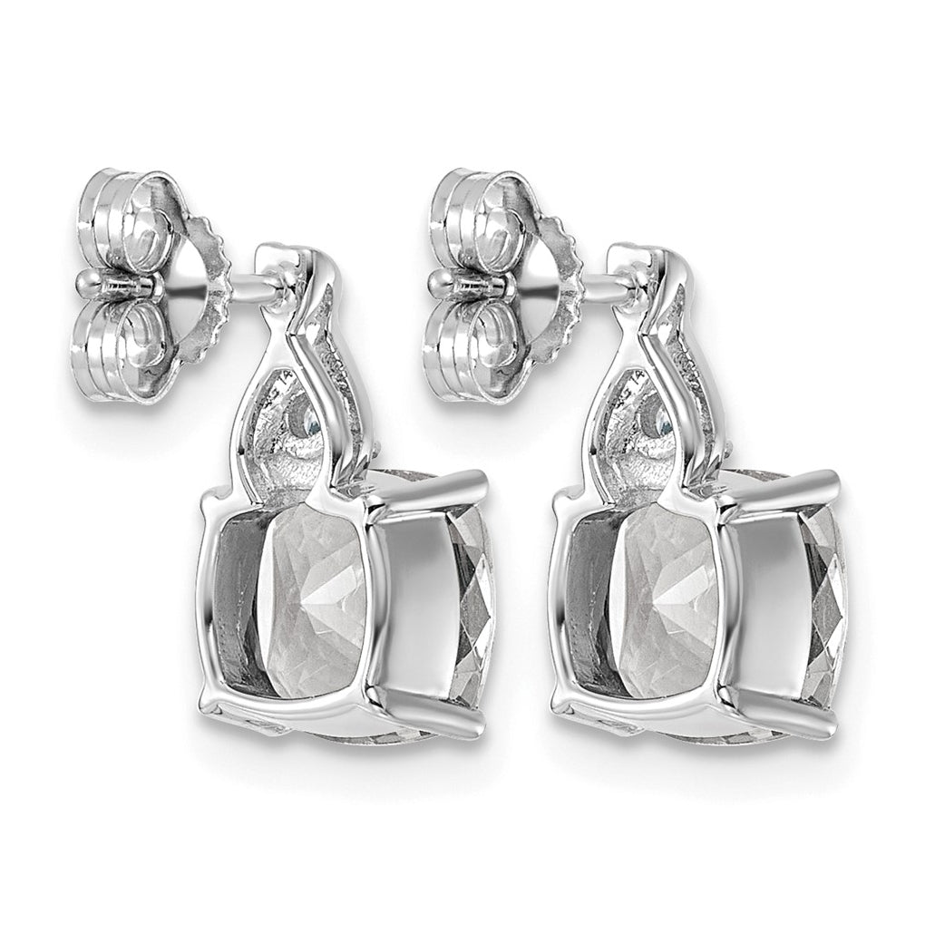 14K White Gold Checkerboard Amethyst & Lab Grown Diamond VS/SI+ G+ February Birthstone Complete Earrings – Elegant Jewelry Gift for Birthday, Anniversary, Engagement, Wedding