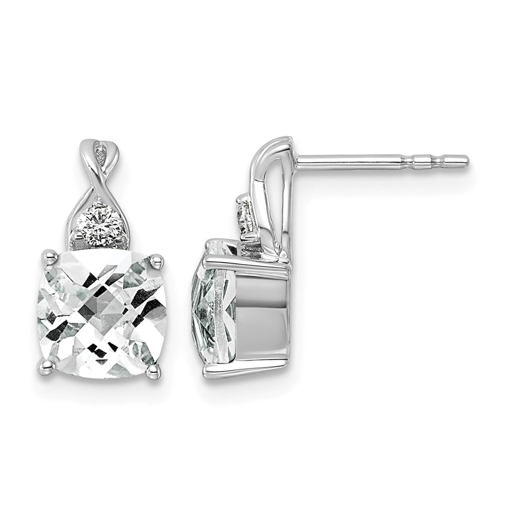 14K White Gold Checkerboard Amethyst & Lab Grown Diamond VS/SI+ G+ February Birthstone Complete Earrings – Elegant Jewelry Gift for Birthday, Anniversary, Engagement, Wedding