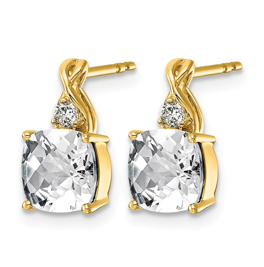 14K White Gold Checkerboard Amethyst & Lab Grown Diamond VS/SI+ G+ February Birthstone Complete Earrings – Elegant Jewelry Gift for Birthday, Anniversary, Engagement, Wedding