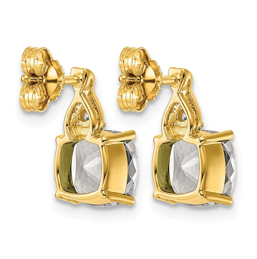 10K Yellow Gold Checkerboard Amethyst & Lab Grown Diamond VS/SI+ G+ February Birthstone Complete Earrings – Elegant Jewelry Gift for Birthday, Anniversary, Engagement, Wedding