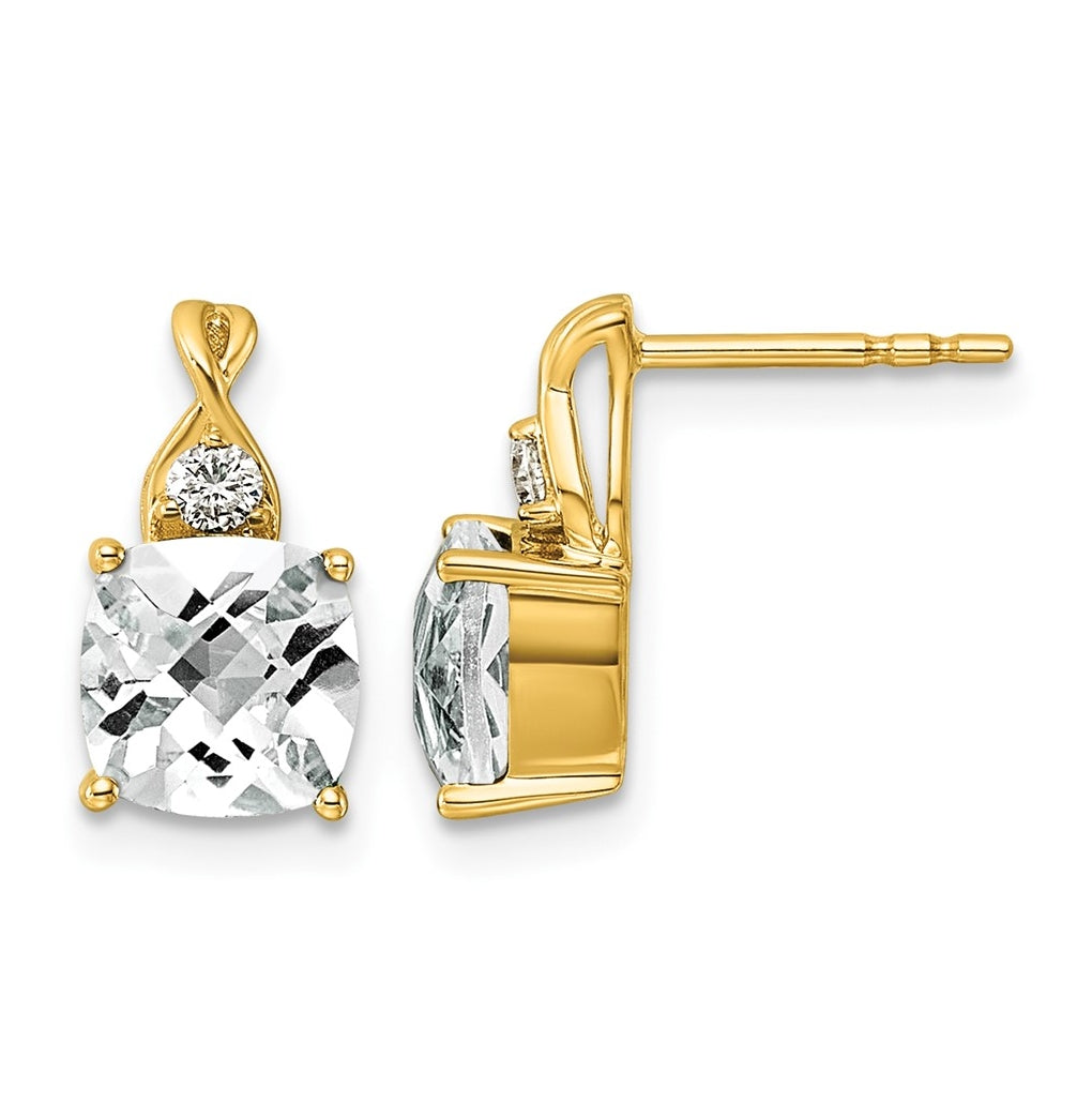 14K White Gold Checkerboard Amethyst & Lab Grown Diamond VS/SI+ G+ February Birthstone Complete Earrings – Elegant Jewelry Gift for Birthday, Anniversary, Engagement, Wedding