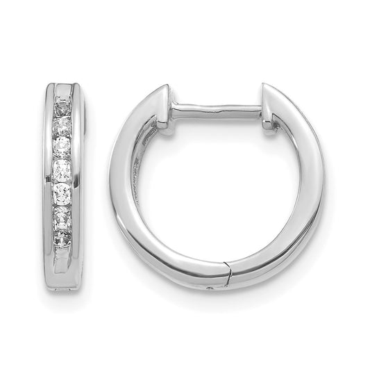 10k White Gold 1/4ct Lab Grown Diamond VS/SI+ G+ Complete Hinged Hoop Earrings – Elegant Jewelry Gift for Birthday, Anniversary, Engagement, Wedding