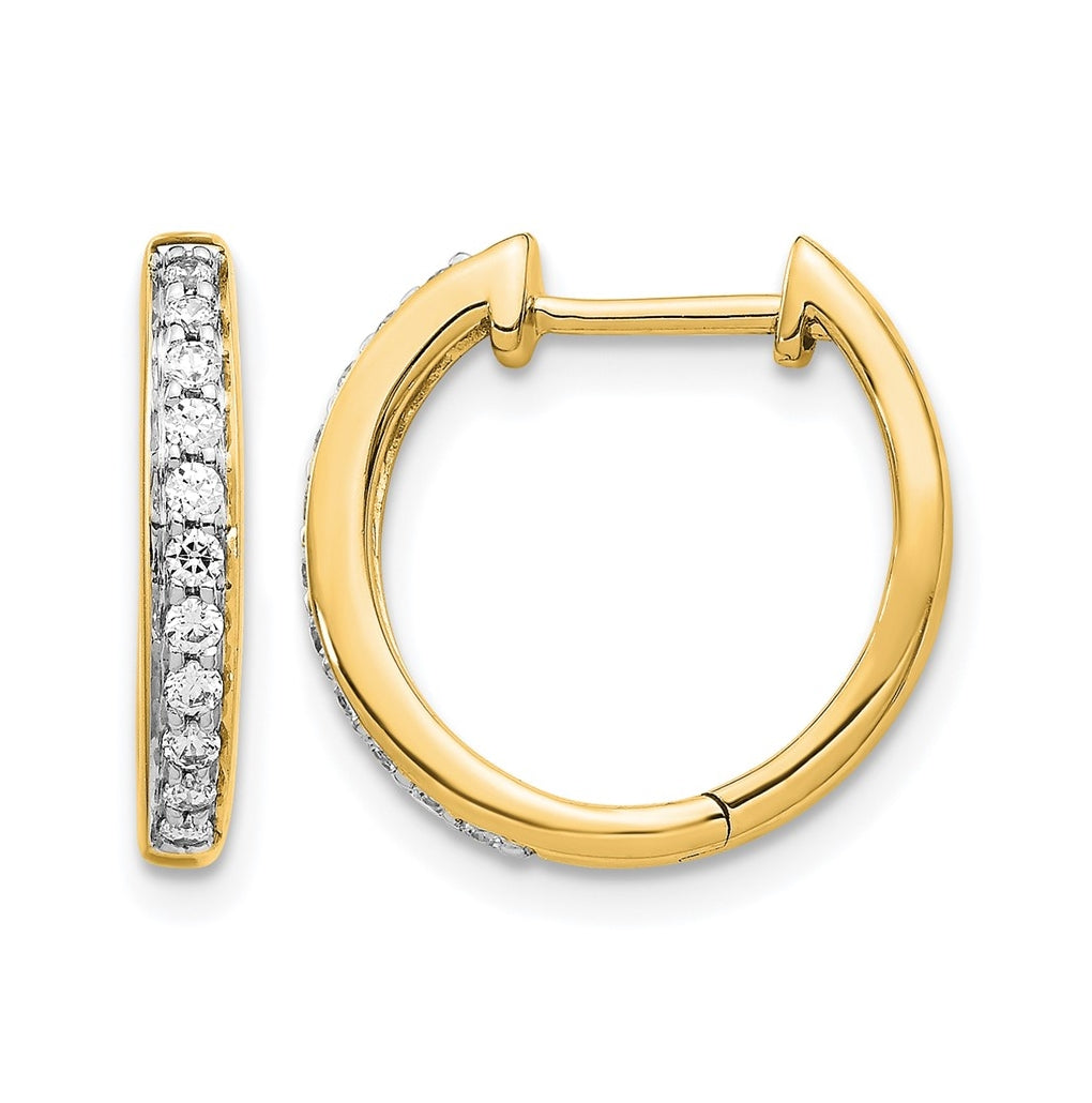10k White Gold 1/4ct Lab Grown Diamond VS/SI+ G+ Complete Hinged Hoop Earrings – Elegant Jewelry Gift for Birthday, Anniversary, Engagement, Wedding