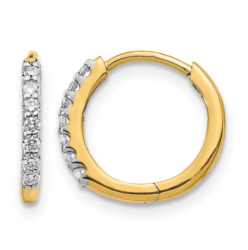 10k White Gold 1/8ct Lab Grown Diamond VS/SI+ G+ Complete Hinged Hoop Earrings – Elegant Jewelry Gift for Birthday, Anniversary, Engagement, Wedding