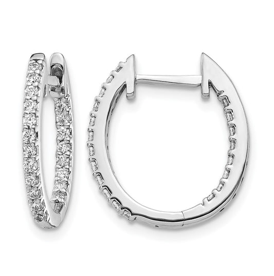 Sterling Silver Rhodium-plated 1/2 ct Lab Grown Diamond VS/SI+ G+ In/Out Hinged Hoop Earrings – Elegant Jewelry Gift for Birthday, Anniversary, Engagement, Wedding