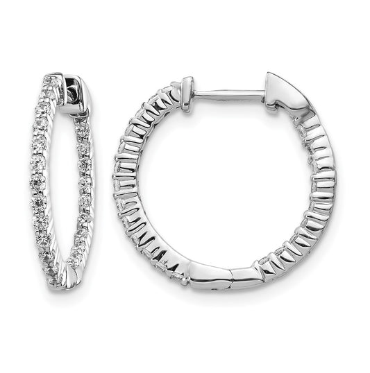 10k White Gold 1/2ct Lab Grown Diamond VS/SI+ G+ Complete In/Out Hoop Earrings – Elegant Jewelry Gift for Birthday, Anniversary, Engagement, Wedding