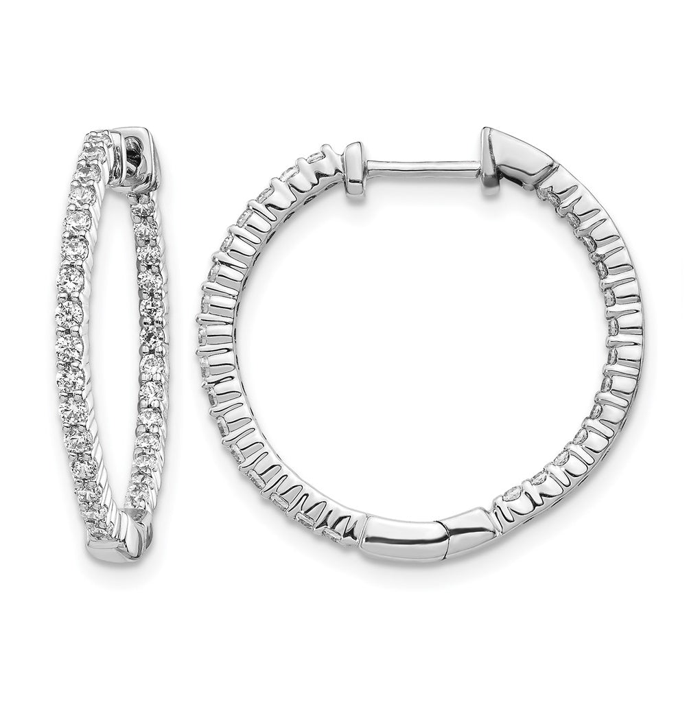 Sterling Silver Rhodium-plated 5/8ct Lab Grown Diamond VS/SI+ G+ Complete In/Out Hoop Earrings – Elegant Jewelry Gift for Birthday, Anniversary, Engagement, Wedding
