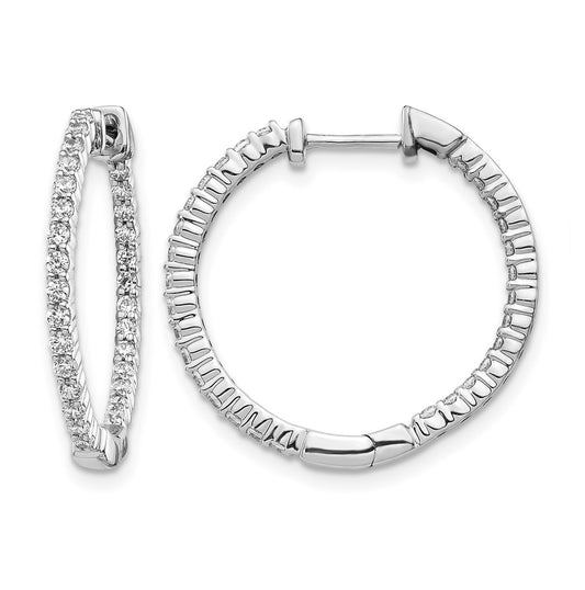 Sterling Silver Rhodium-plated 5/8ct Lab Grown Diamond VS/SI+ G+ Complete In/Out Hoop Earrings – Elegant Jewelry Gift for Birthday, Anniversary, Engagement, Wedding