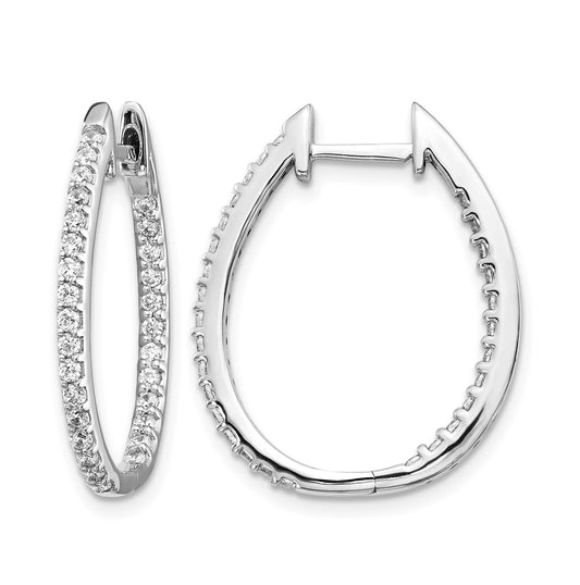 Sterling Silver Rhodium-plated 3/4 ct Lab Grown Diamond VS/SI+ G+ In/Out Hinged Hoop Earrings – Elegant Jewelry Gift for Birthday, Anniversary, Engagement, Wedding