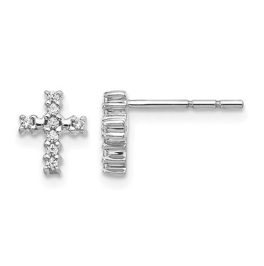Sterling Silver Rhodium-plated 1/10ct Lab Grown Diamond VS/SI+ G+ Complete Cross Post Earrings – Elegant Jewelry Gift for Birthday, Anniversary, Engagement, Wedding
