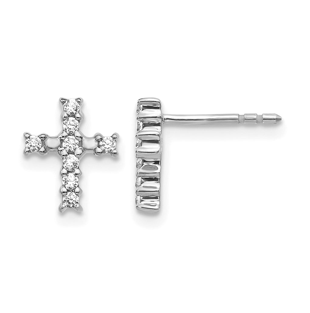 Sterling Silver Rhodium-plated 1/10ct Lab Grown Diamond VS/SI+ G+ Complete Cross Post Earrings – Elegant Jewelry Gift for Birthday, Anniversary, Engagement, Wedding