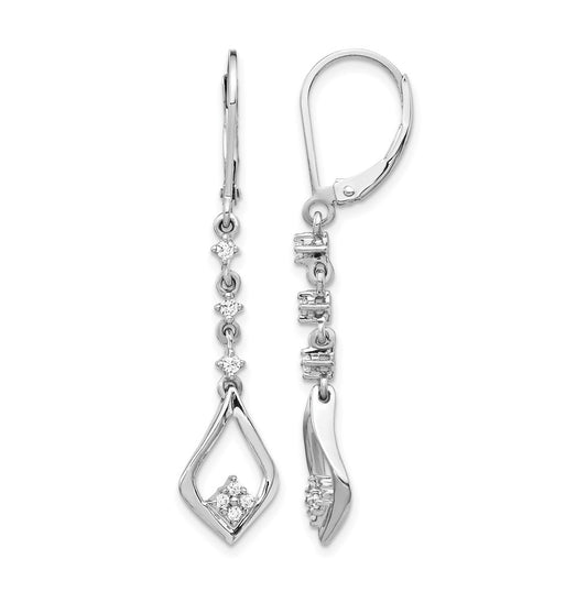 Sterling Silver Rhodium-plated 1/5ct Lab Grown Diamond VS/SI+ G+ Comp. Dangle Leverback Earrings – Elegant Jewelry Gift for Birthday, Anniversary, Engagement, Wedding