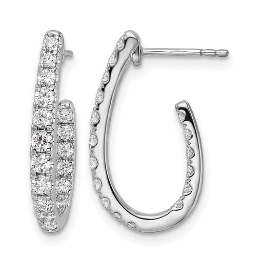 10K White Gold 1ct Lab Grown Diamond VS/SI+ G+ Complete In/Out J-Hoop Hoop Earrings – Elegant Jewelry Gift for Birthday, Anniversary, Engagement, Wedding