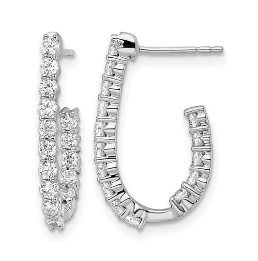 10K White Gold 1ct Lab Grown Diamond VS/SI+ G+ Complete In/Out J-Hoop Hoop Earrings – Elegant Jewelry Gift for Birthday, Anniversary, Engagement, Wedding