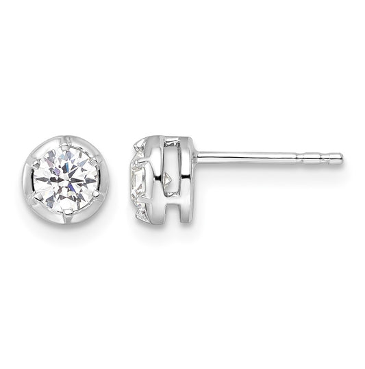 Sterling Silver Rhodium-plated 1/2 ct Lab Grown Diamond VS+ F+ Complete Round Bezel Solitaire Post Earrings – Elegant Jewelry Gift for Birthday, Anniversary, Engagement, Wedding