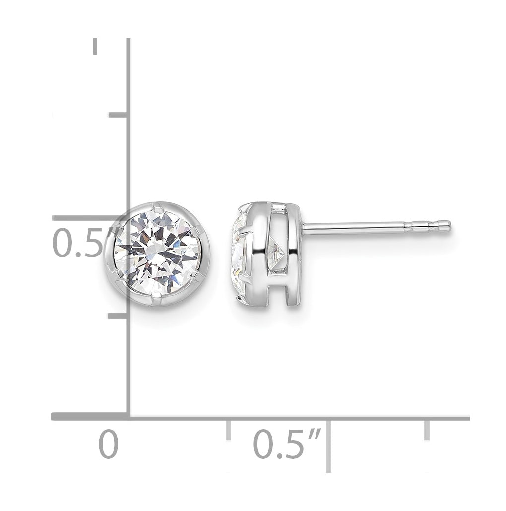 Sterling Silver Rhodium-plated 1/2 ct Lab Grown Diamond VS+ F+ Complete Round Bezel Solitaire Post Earrings – Elegant Jewelry Gift for Birthday, Anniversary, Engagement, Wedding