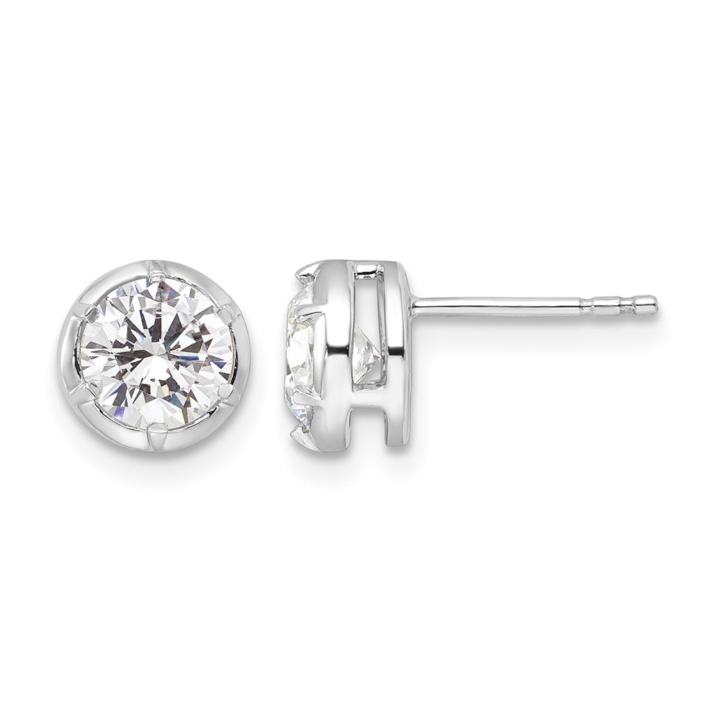 Sterling Silver Rhodium-plated 1/2 ct Lab Grown Diamond VS+ F+ Complete Round Bezel Solitaire Post Earrings – Elegant Jewelry Gift for Birthday, Anniversary, Engagement, Wedding