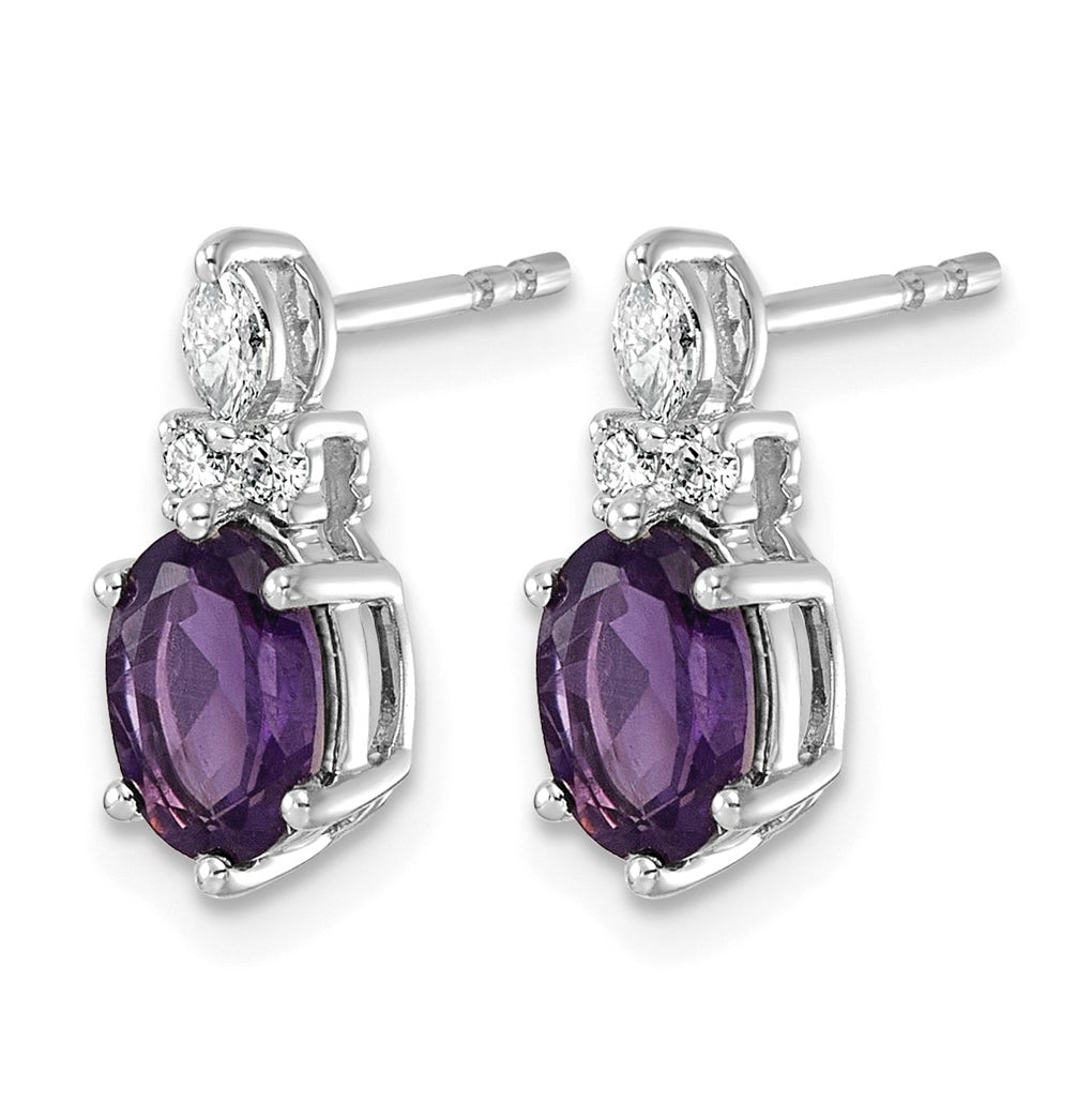 14k White Gold Amethyst & 1/6 carat Lab Grown Diamond VS/SI+ G+ February Birthstone Complete Twisted Earrings – Elegant Jewelry Gift for Birthday, Anniversary, Engagement, Wedding