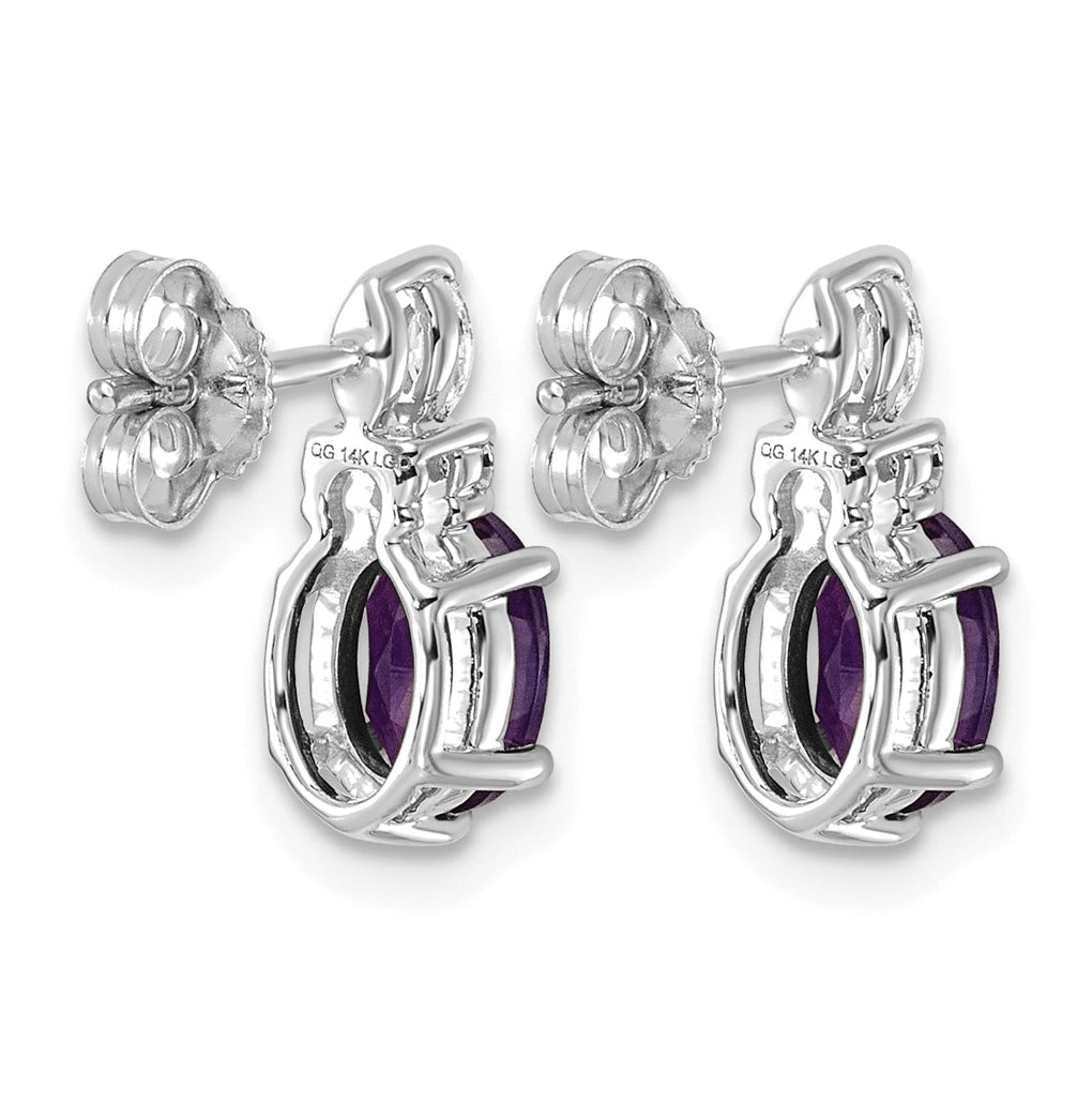 14k White Gold Amethyst & 1/6 carat Lab Grown Diamond VS/SI+ G+ February Birthstone Complete Twisted Earrings – Elegant Jewelry Gift for Birthday, Anniversary, Engagement, Wedding