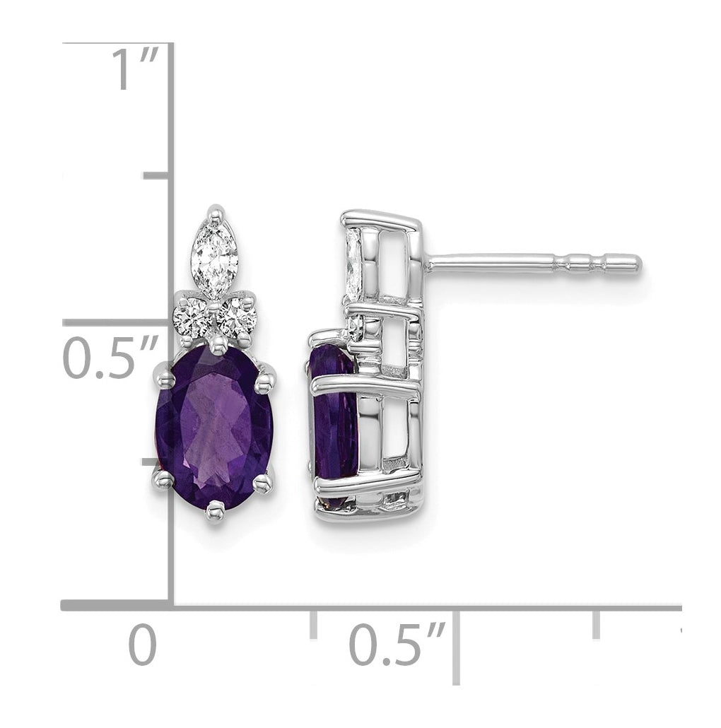 14k White Gold Amethyst & 1/6 carat Lab Grown Diamond VS/SI+ G+ February Birthstone Complete Twisted Earrings – Elegant Jewelry Gift for Birthday, Anniversary, Engagement, Wedding