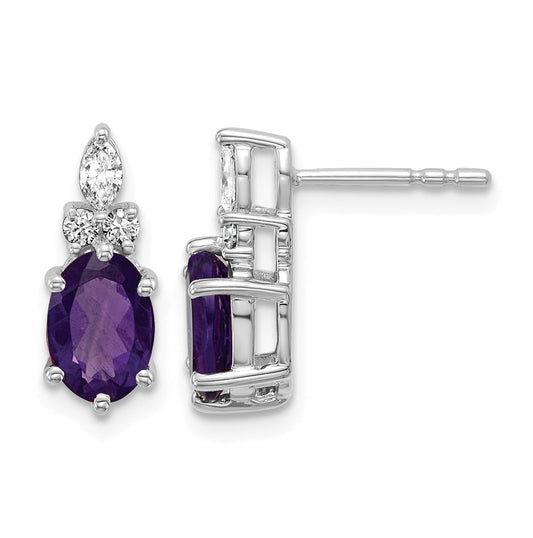 14k White Gold Amethyst & 1/6 carat Lab Grown Diamond VS/SI+ G+ February Birthstone Complete Twisted Earrings – Elegant Jewelry Gift for Birthday, Anniversary, Engagement, Wedding