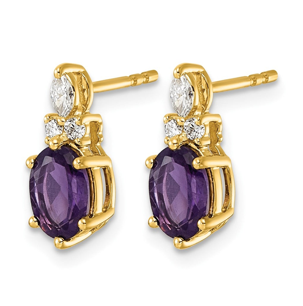 14k White Gold Amethyst & 1/6 carat Lab Grown Diamond VS/SI+ G+ February Birthstone Complete Twisted Earrings – Elegant Jewelry Gift for Birthday, Anniversary, Engagement, Wedding