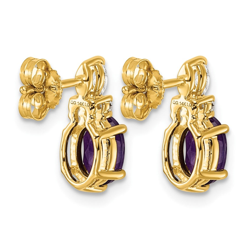 14k White Gold Amethyst & 1/6 carat Lab Grown Diamond VS/SI+ G+ February Birthstone Complete Twisted Earrings – Elegant Jewelry Gift for Birthday, Anniversary, Engagement, Wedding