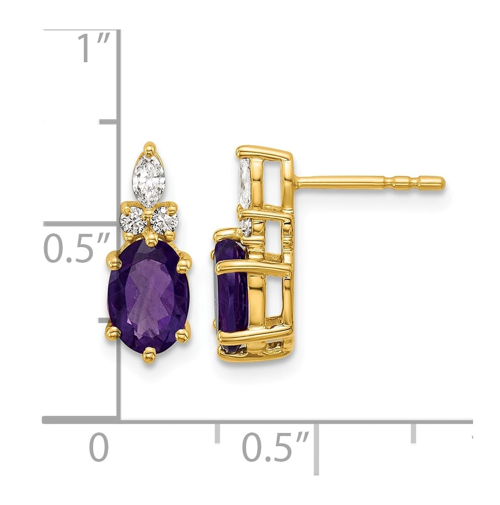 14k White Gold Amethyst & 1/6 carat Lab Grown Diamond VS/SI+ G+ February Birthstone Complete Twisted Earrings – Elegant Jewelry Gift for Birthday, Anniversary, Engagement, Wedding