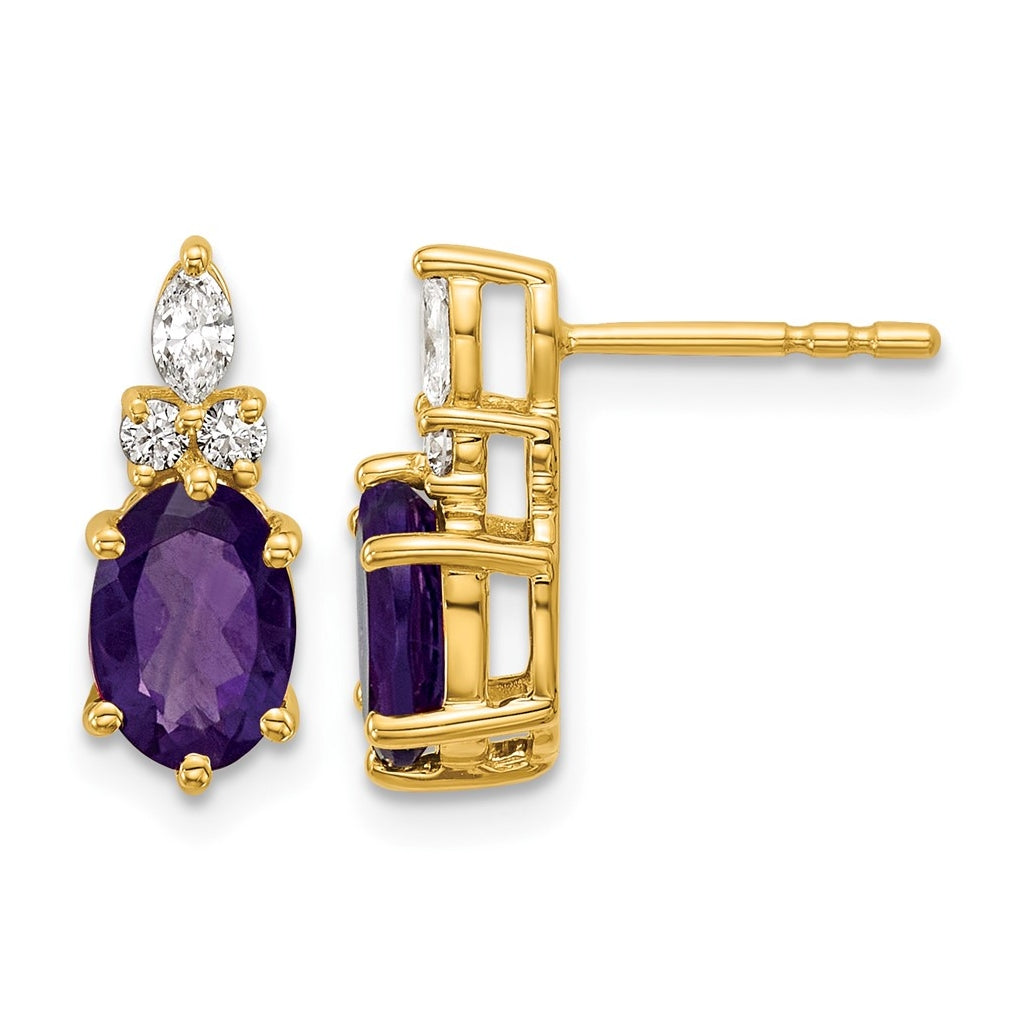 14k White Gold Amethyst & 1/6 carat Lab Grown Diamond VS/SI+ G+ February Birthstone Complete Twisted Earrings – Elegant Jewelry Gift for Birthday, Anniversary, Engagement, Wedding