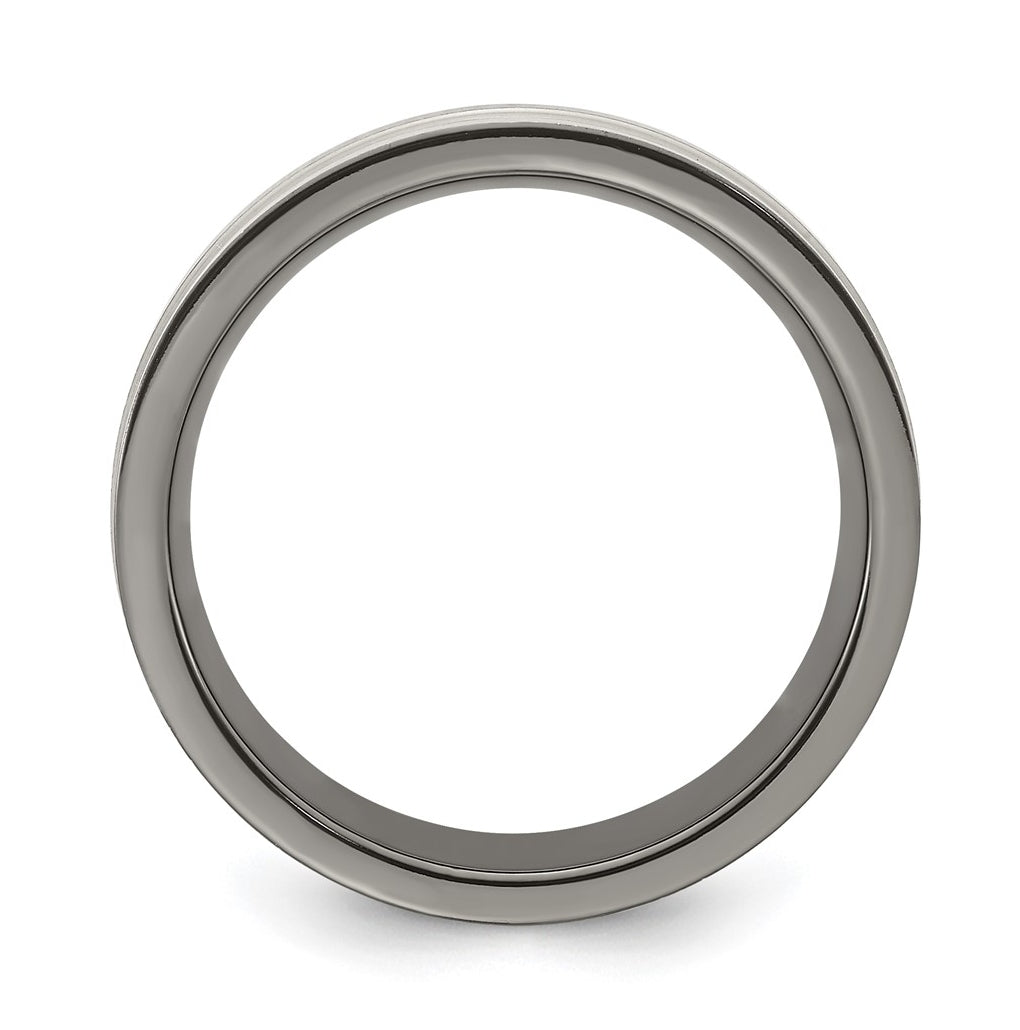 Edward Mirell Titanium Black Ti Flat Cut Edge Brushed 8mm Band Size 10 – Elegant Jewelry Gift for Birthday, Anniversary, Engagement, Wedding