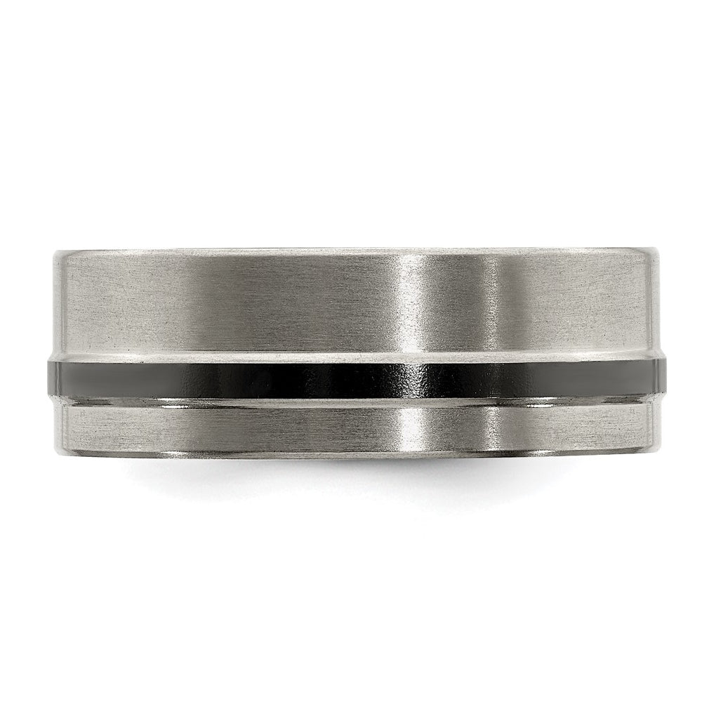 Edward Mirell Titanium Black Ti Flat Cut Edge Brushed 8mm Band Size 10 – Elegant Jewelry Gift for Birthday, Anniversary, Engagement, Wedding