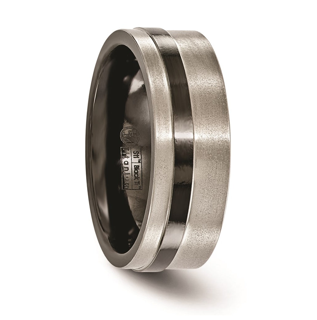 Edward Mirell Titanium Black Ti Flat Cut Edge Brushed 8mm Band Size 10 – Elegant Jewelry Gift for Birthday, Anniversary, Engagement, Wedding