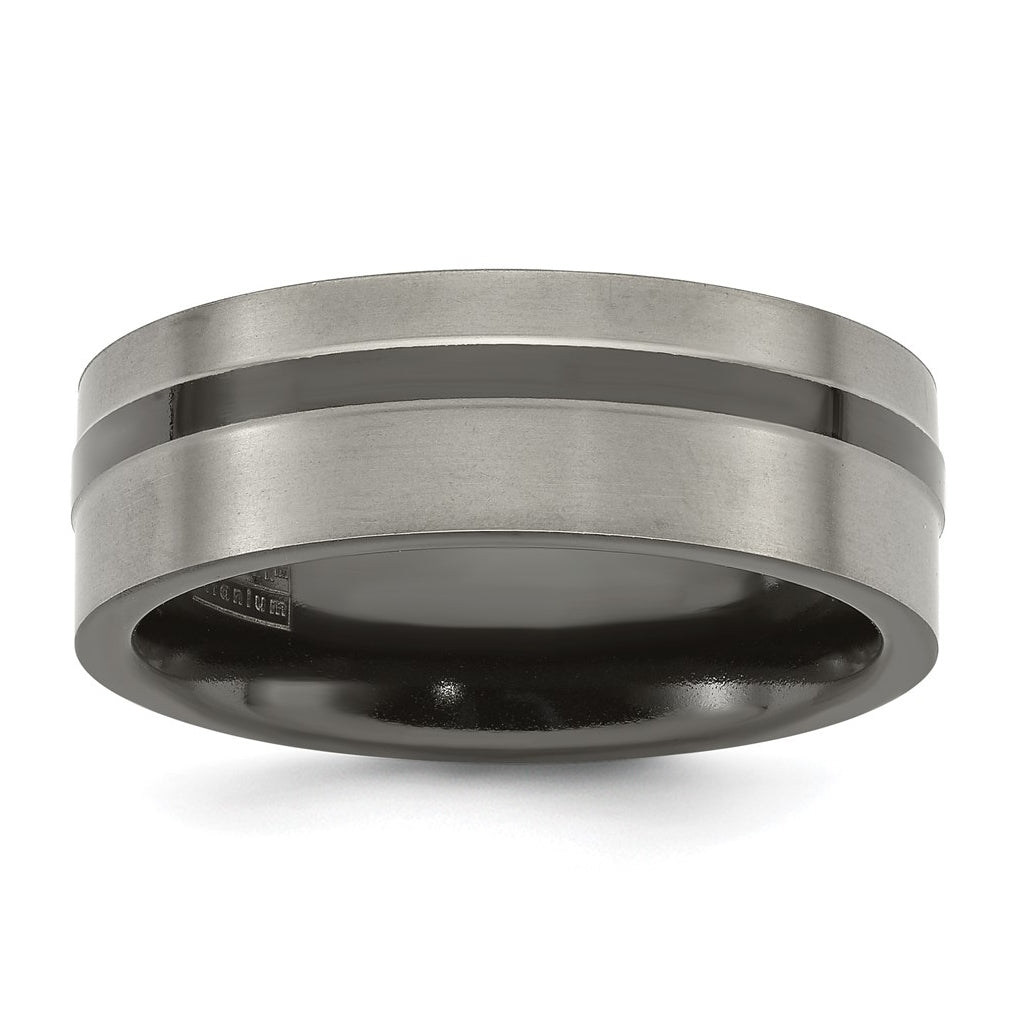 Edward Mirell Titanium Black Ti Flat Cut Edge Brushed 8mm Band Size 10 – Elegant Jewelry Gift for Birthday, Anniversary, Engagement, Wedding