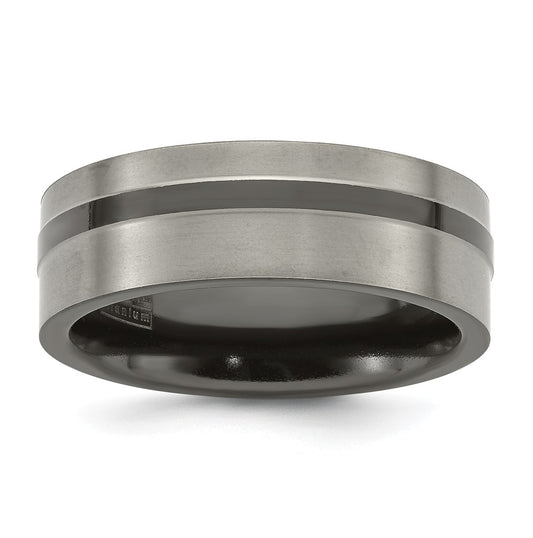 Edward Mirell Titanium Black Ti Flat Cut Edge Brushed 8mm Band Size 10 – Elegant Jewelry Gift for Birthday, Anniversary, Engagement, Wedding